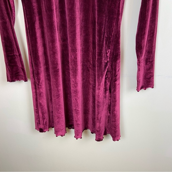 Abound Burgundy Maroon Velvet Lettuce Hem Mock Neck Longsleeve Dress Large‎ NWT - Picture 3 of 11